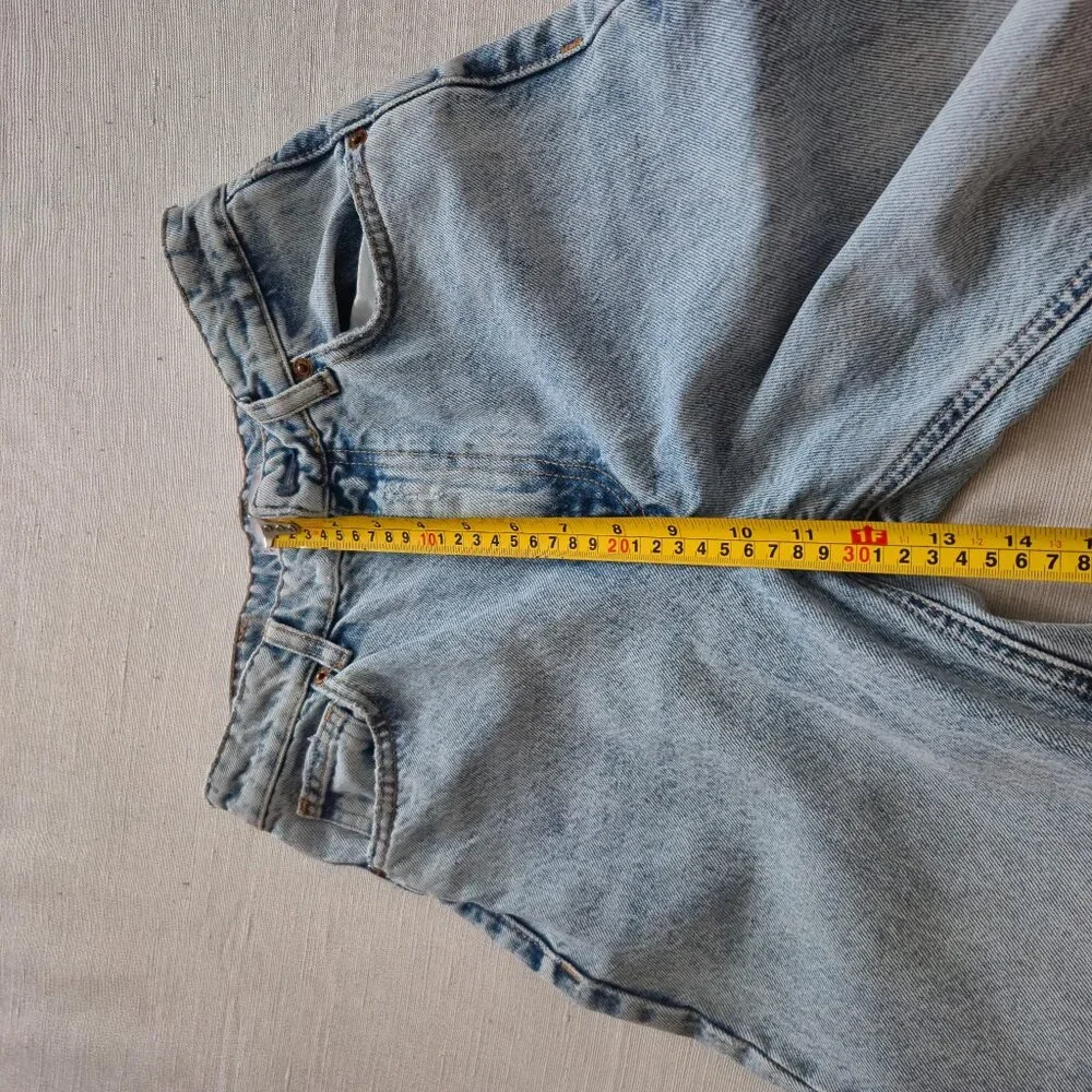 Zara full length High Rise Raw hem Frayed Blue Jeans Size Size 36,  4 US - Picture 8 of 10